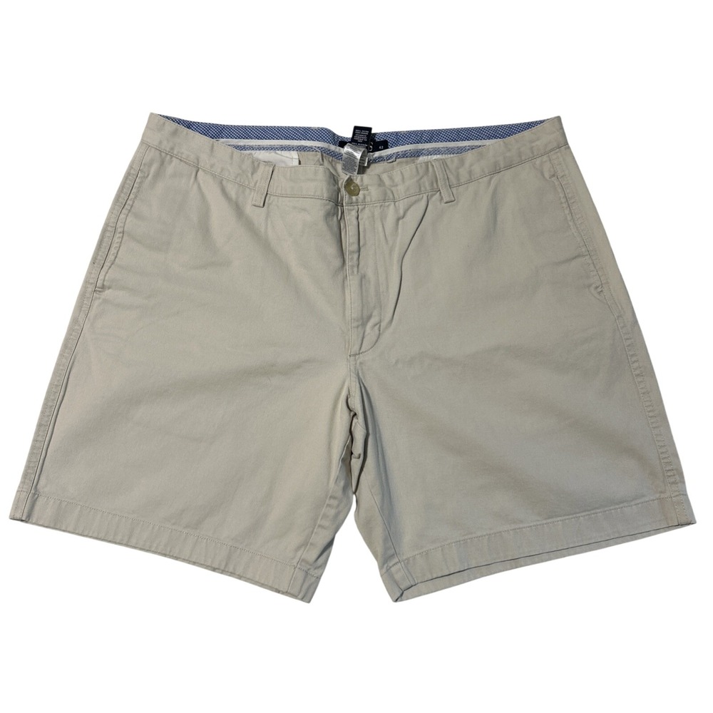 Chaps Men's Flat Front Shorts Khaki Beige Classic Fit 100% Cotton Chino Size 42